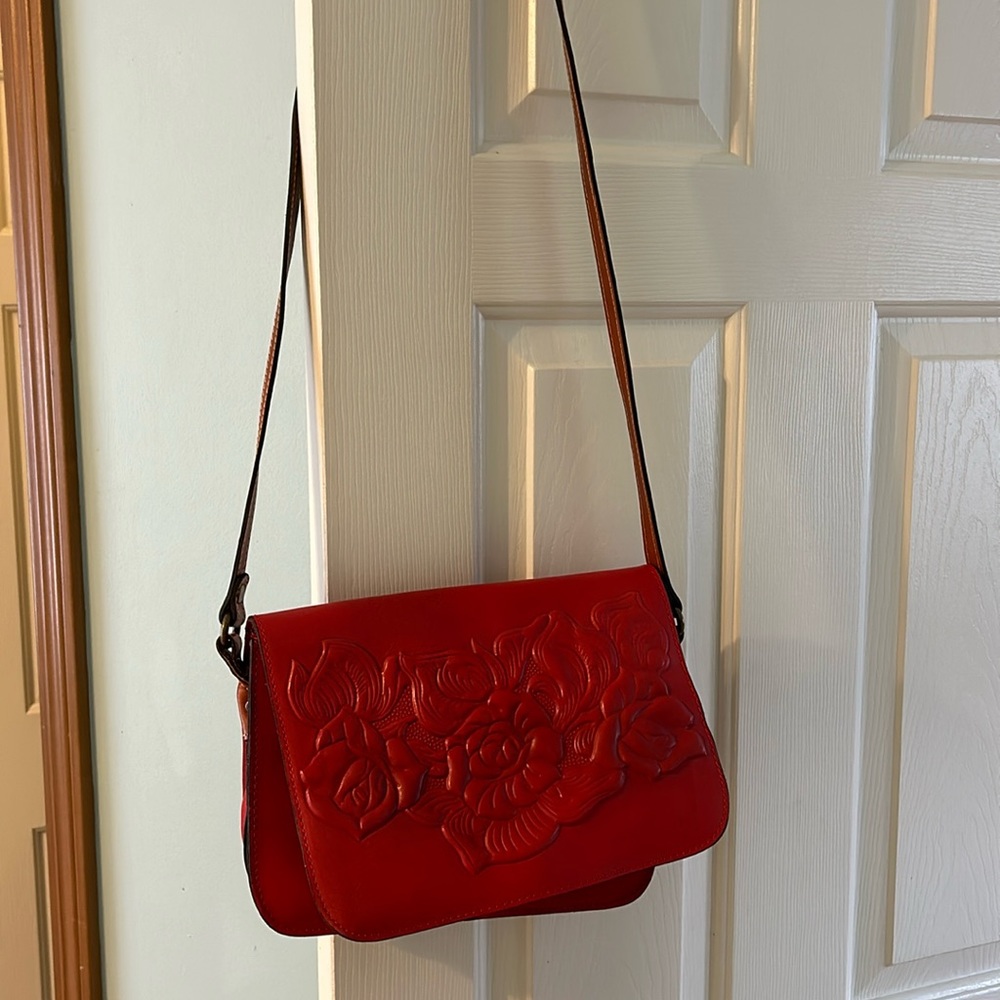 Red New Patricia Nash crossbody bag Italian leather